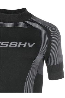 T-shirt performante a righe con stampa logo MisBHV | 231M503MUTED BLACK